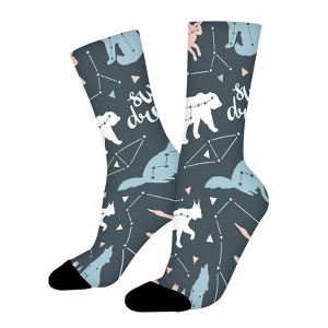 Stars Animals Pattern Women Printed Crew Socks Funny Funky Socks Soft Polyester Novelty Gifts for Artists Men - 1 of 1