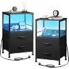 GALAXHERO Night Stand Set of 2,Small End Tables with Charger Station Nightstand with 2 Fabric Drawers & Storage Shelf, LED Bedside Table for Bedroom - 2 of 2