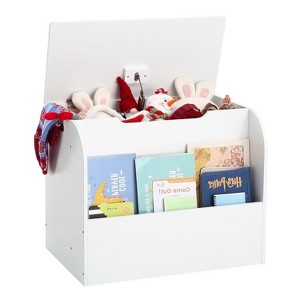 White Toy Storage Box with Safety Hinge - 29.5x15.6x17.1 inch Flip Lid, Easy-Clean MDF, Nursery & Playroom Organizer - 1 of 4