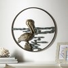 SPI Home Pelican Wall Art – 22" Coastal Bird Metal Sculpture, Bronze Finish Round Nautical Wall Accent for Indoor or Outdoor Display - 3 of 3
