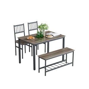 TiramisuBest 5-Piece Round Dining Table Set with Antique Gray for Dining and Kitchen - 1 of 4