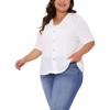 Agnes Orinda Women's Plus Size Short Sleeve Sheer Crewneck Button Down Knitted Casual Cardigan - 2 of 4