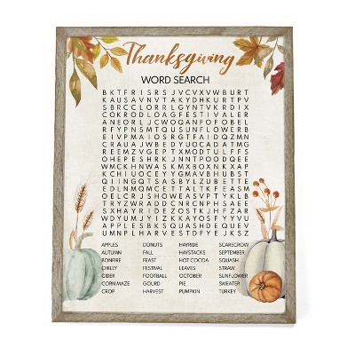 The Lakeside Collection Holiday Word Search Wall Art - Thanksgiving