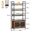 4-Tier Bookshelf with Doors, Bookcase with Open Storage Shelves, 71 Inch Tall Metal and Wood Storage Cabinet for Living Room, Home Office, Brown - 2 of 4