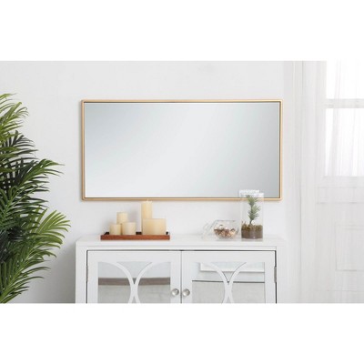 Elegant 18" Brass Rectangular Metal Frame Mirror