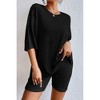 V For City Women's Oversized Ribbed Knit Loungewear Set with Half-Sleeved Top & Shorts Set Pajama Set - 2 of 4