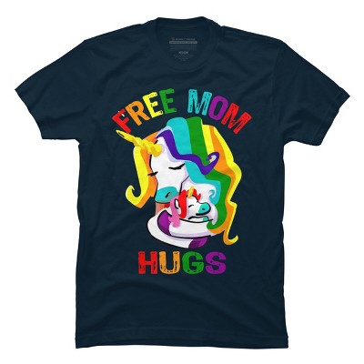 Adult Design By Humans Free Mom Hugs Unicorn Pride By Avocato T-Shirt
