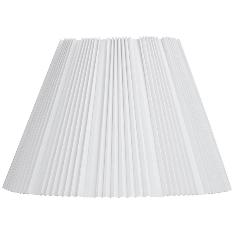 Springcrest Collection Hardback Knife Pleated Empire Lamp Shade White Large 9.5" Top x 19" Bottom x 13" Slant Spider with Harp and Finial Fitting, 1 of 9