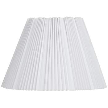 Springcrest Collection Hardback Knife Pleated Empire Lamp Shade White Large 9.5" Top x 19" Bottom x 13" Slant Spider with Harp and Finial Fitting