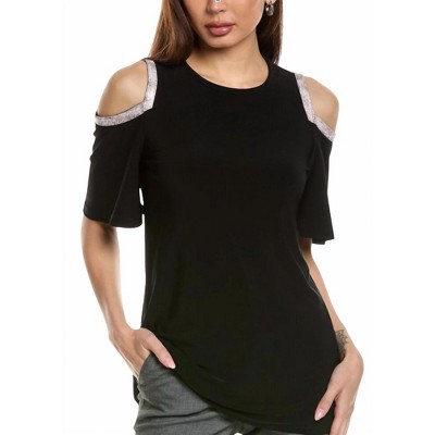 Women's Cold Shoulder Rhinestone Trim Blouse - Why Dress
