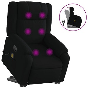 vidaXL Stand Up Black Fabric Massage Recliner Chair - Electric Power Lift, Manual Recline, Vibration Massage, Comfort Padding, and Durable Frame - 1 of 4