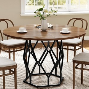 Whizmax 47" Round Farmhouse Dining Table - Wood Circle Table for 4-6 People, Kitchen & Dining Room Furniture, Multi-Use for Living Room - 1 of 4
