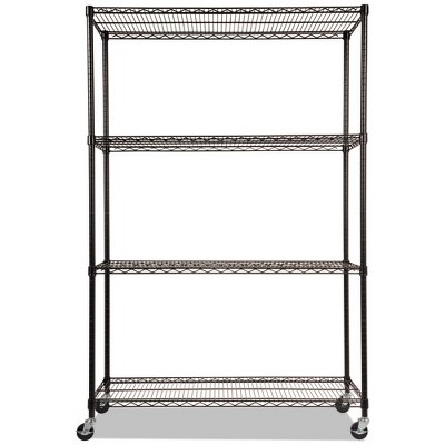 Black 72" NSF Certified 4-Shelf Wire Shelving Unit with Casters