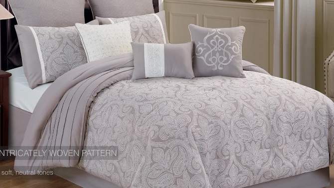 9pc Winthrop Comforter Set Gray & Ivory - Riverbrook Home, 2 of 12, play video