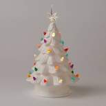 14.5" Battery Operated Lit Ceramic Christmas Tree White - Wondershop™