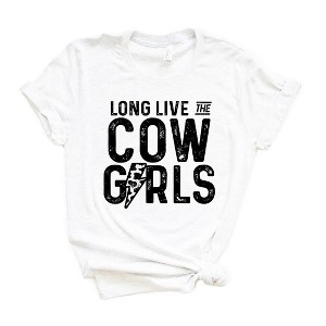 Simply Sage Market Women's Long Live Cowgirls Lightning Bolt Short Sleeve Graphic Tee - 1 of 2