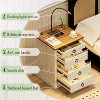 Fredees Rustic Nightstand with Gun Drawer, End Table with Charging Station, LED Bedside Table with Human Sensor Light. - 2 of 2