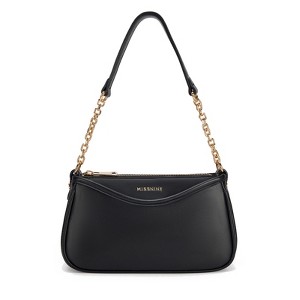 Shoulder Bag for Women Small Purse Trendy Clutch Hobo Bag Vegan Leather Mini Handbag with Zipper Closure, Black - 1 of 4