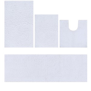 Micro Plush Collection 100% Polyester Solid Tufted 4 Piece Bathroom Rug Set with Gel Form Backing, Machine Washable - 1 of 4