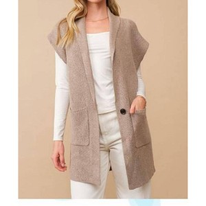 Women's Three Words Sleeveless Cardigan - Cozy Co. - 1 of 3