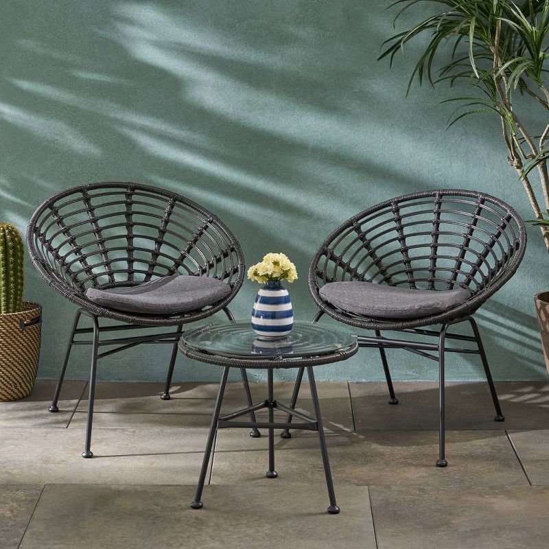 3pc Pigment Iron Modern Boho Chat Set Gray - Christopher Knight Home, 1 of 9