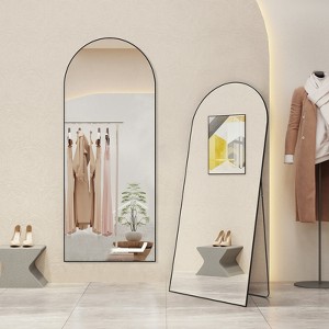 Arched Full Length Mirror 71"x30", Large Fiberglass Floor Mirror with Stand or Leaning Against Wall for Bedroom-The Pop Home - 1 of 4