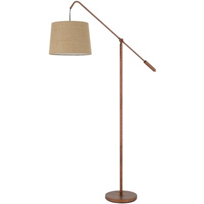 Cal Lighting Fishing Rod adjustable metal floor lamp with burlap shade