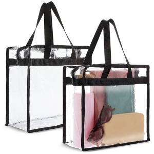 Juvale 2 Pack Stadium Approved Clear Tote Bags, 12x6x12 Large Plastic Beach Bags with Handles - 1 of 4