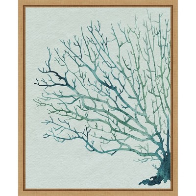 Seaglass Shadow II Abstract Tree Canvas Art with Maple Frame