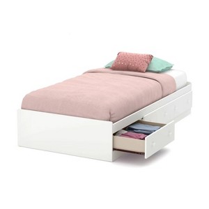 HomeStock Mate's Platform Storage Bed with 3 Drawers Pure White Summertime - 1 of 4