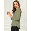 INSPIRE CHIC Women's Office Keyhole Elegant Stand Collar Long Sleeve Back Neck Button Blouse - 4 of 4