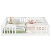 CAVINAS Double Twin Bed Frame with Fence Guardrails,Without Door,Modern Floor Bed for Kids Room,Bedroom - 4 of 4