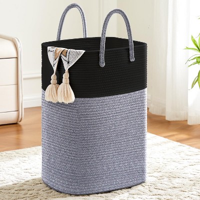 Laundry Basket,Woven Cotton Rope Laundry Hamper,Versatile Storage for Dirty Clothes,Baby Toys,and Blankets in Bathroom