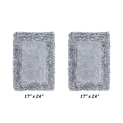 Shaggy Border Collection 2-Piece Bath Rug Set 100% Cotton Tufted Weave Ruffle Border Pattern Bathroom Rug for Machine Washable Bathmat