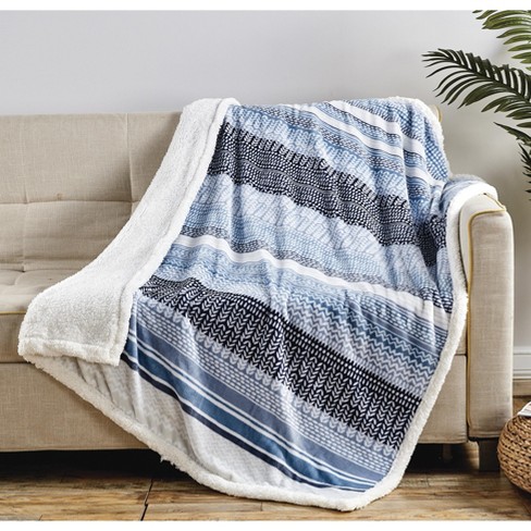 Noble Home Soft Cozy Faux Shearling Printed Throw Blanket 50 X