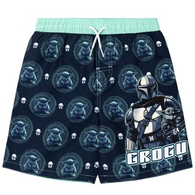 Star Wars The Mandalorian Little Boys' Short Sleeve Graphic Swim Shirt and Drawstring Swim Shorts Set Mint Grogu 7-8 — фото 2
