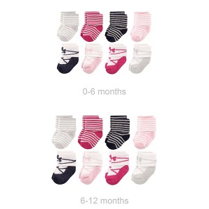 Luvable Friends Infant Girls Grow with Me Cotton Terry Socks, Pink Stripe Ballet, 0-6 and 6-12 Months - 1 of 1