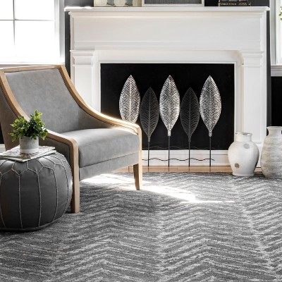 Dark Gray Synthetic Stain-Resistant Square Area Rug