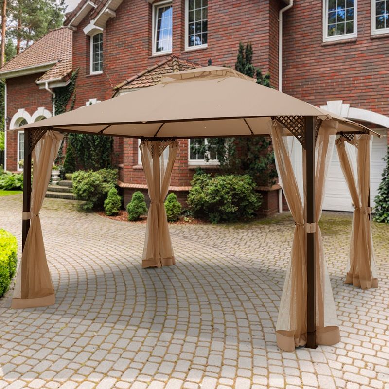 Tangkula 12' x 10' Octagonal Tent Outdoor Gazebo Canopy Shelter with Mosquito Netting, 2 of 6
