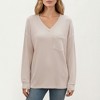 Anna-Kaci Women's V-Neck Long Sleeve Knit Top with Chest Pocket and Relaxed Fit - 2 of 4