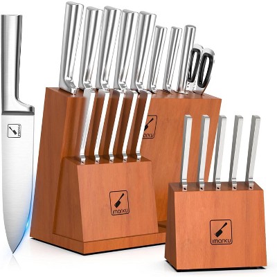 imarku Knife Set, 20PCS Kitchen Knife Set with Block and Sharpener, Japanese Stainless Steel Dishwasher Safe Knife Block Set with One-piece Handle