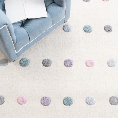 Ivory Hand-Tufted Wool Kids' Polka Dot Rug, 3' x 5'