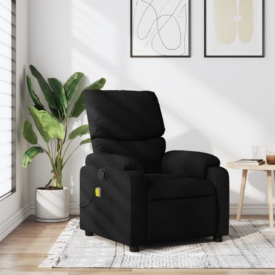 vidaXL Black Fabric Massage Recliner Chair - Manual Recline, 6-Point Vibration Massage System, Comfortable Padding, Wood/Metal Frame
