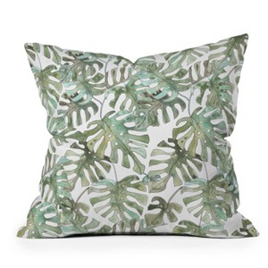 Dash and Ash Climbing Monstera Square Throw Pillow Green/White - Deny Designs - 1 of 4