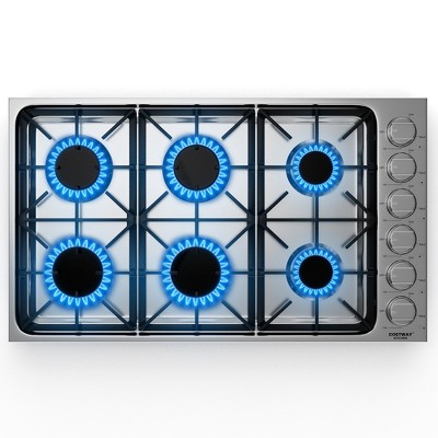 Costway 36 Inches Gas Cooktop Stainless Steel Built-in Stovetop with 6 Sealed Burners