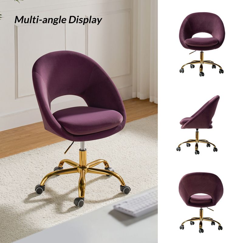 Hector Velvet  Ergonomic Swivel Office Desk Chair with Adjustable Height | Karat Home, 5 of 16