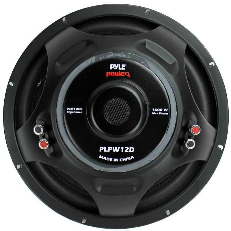 Pyle PLPW10D 12 Inch 1600 Watts Maximum Car Audio Power Dual Voice Coil 4 Ohm Impedance Subwoofer Sound Speaker System Unit, Black, 4 of 7