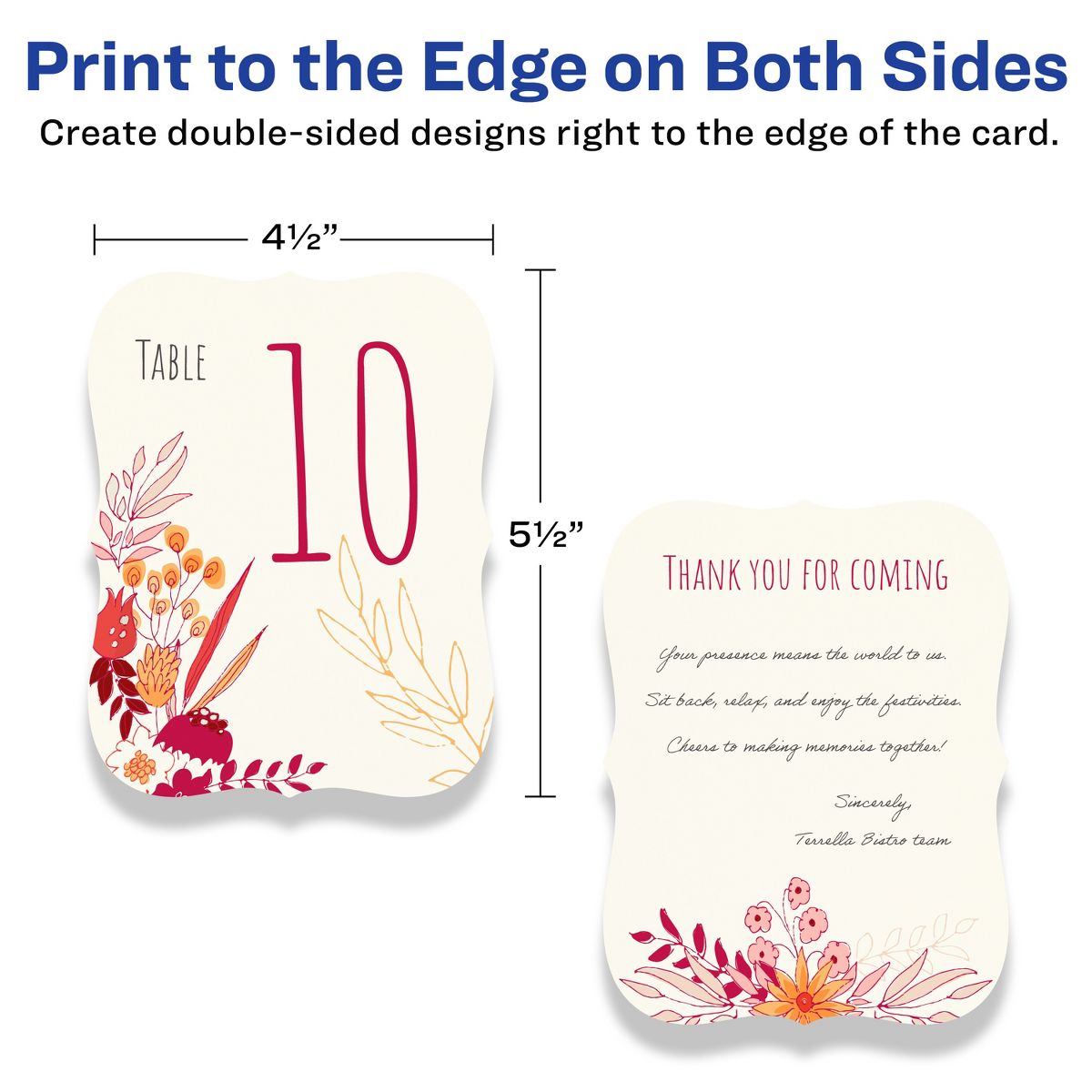 Avery 4-1/4" x 5-1/2" Rectangle Flourished Edge, Matte Ivory Postcards - thumbnail 6