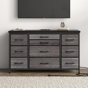 10-Drawer Fabric Dresser TV Stand – Wood Top & Charging Station for Bedroom & Living Room - 1 of 4