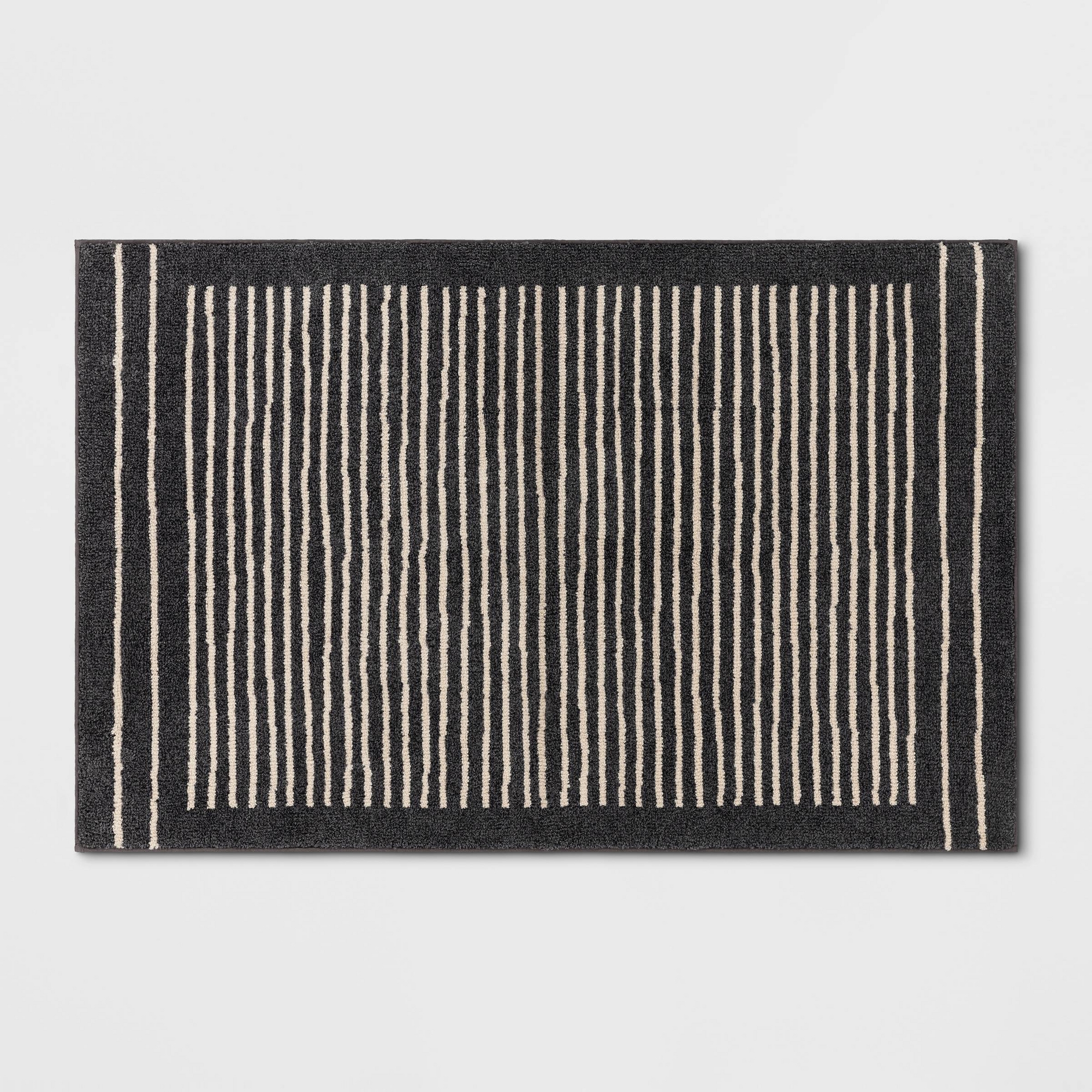2'6"x4' Washable Washable Knitted Stripe Accent Rug Gray - Threshold™
